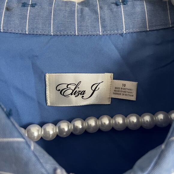 Eliza J Poplin Pinstripe Shirt Dress NWT Nordstrom Size 10 Blue - Picture 4 of 8
